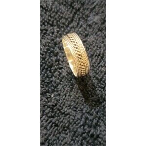 Sterling Silver band smooth comfort inside w twisted rope chain design 9.25